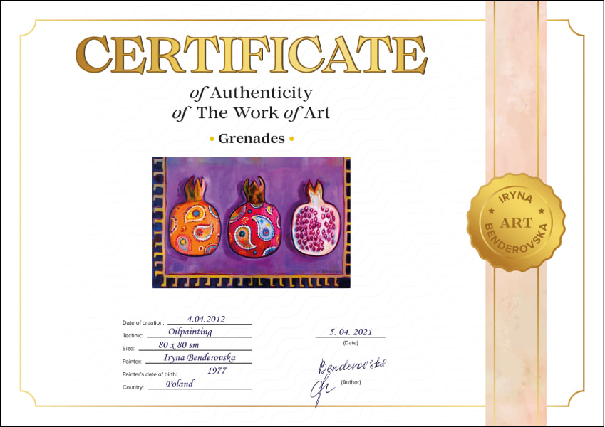 Irina Benderovska certificate art